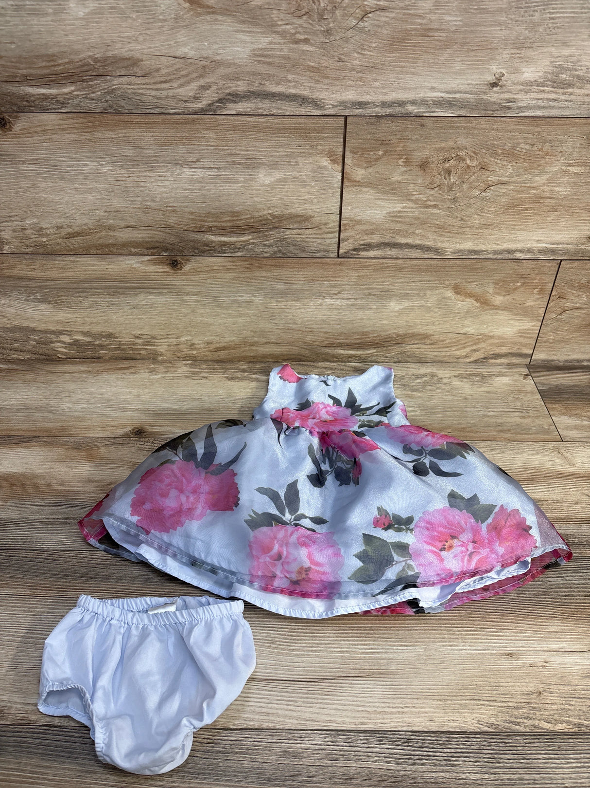 Pippa & Julie 2pc Floral Dress & Bloomers Blue sz 12m