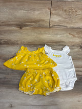 Just One You 3pc Floral Bodysuit + Top + Skirt White/Yellow sz 6m - Me n Mommy To Be