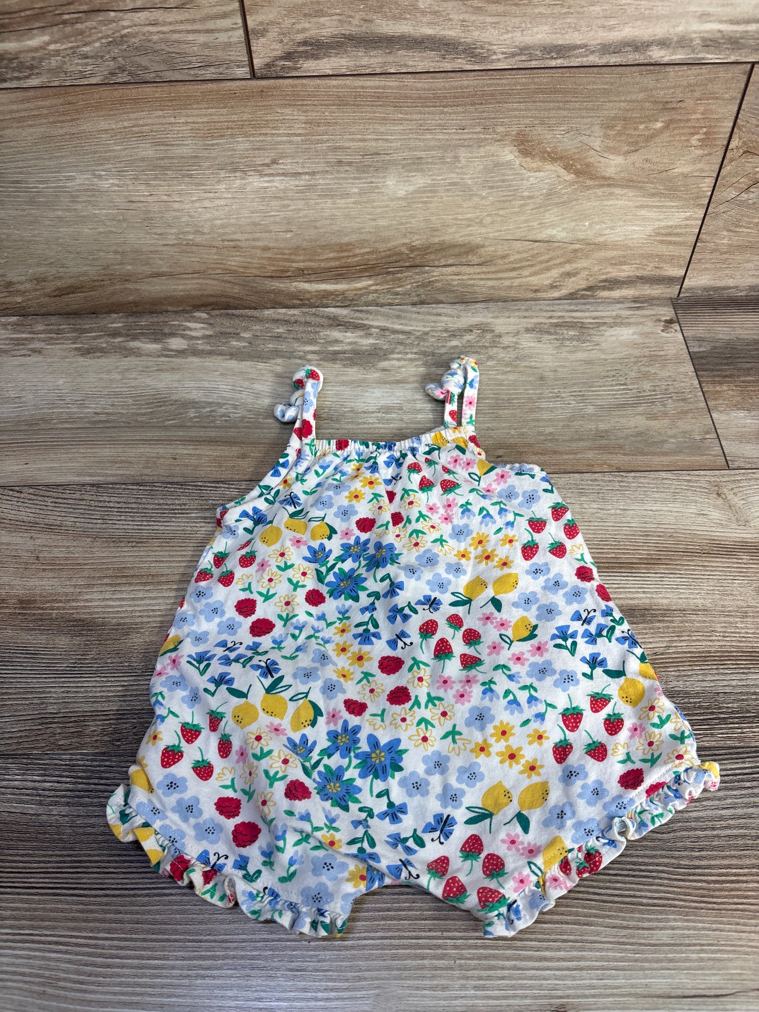 Old Navy Tie-Knot Fruit Romper White sz 6-12m