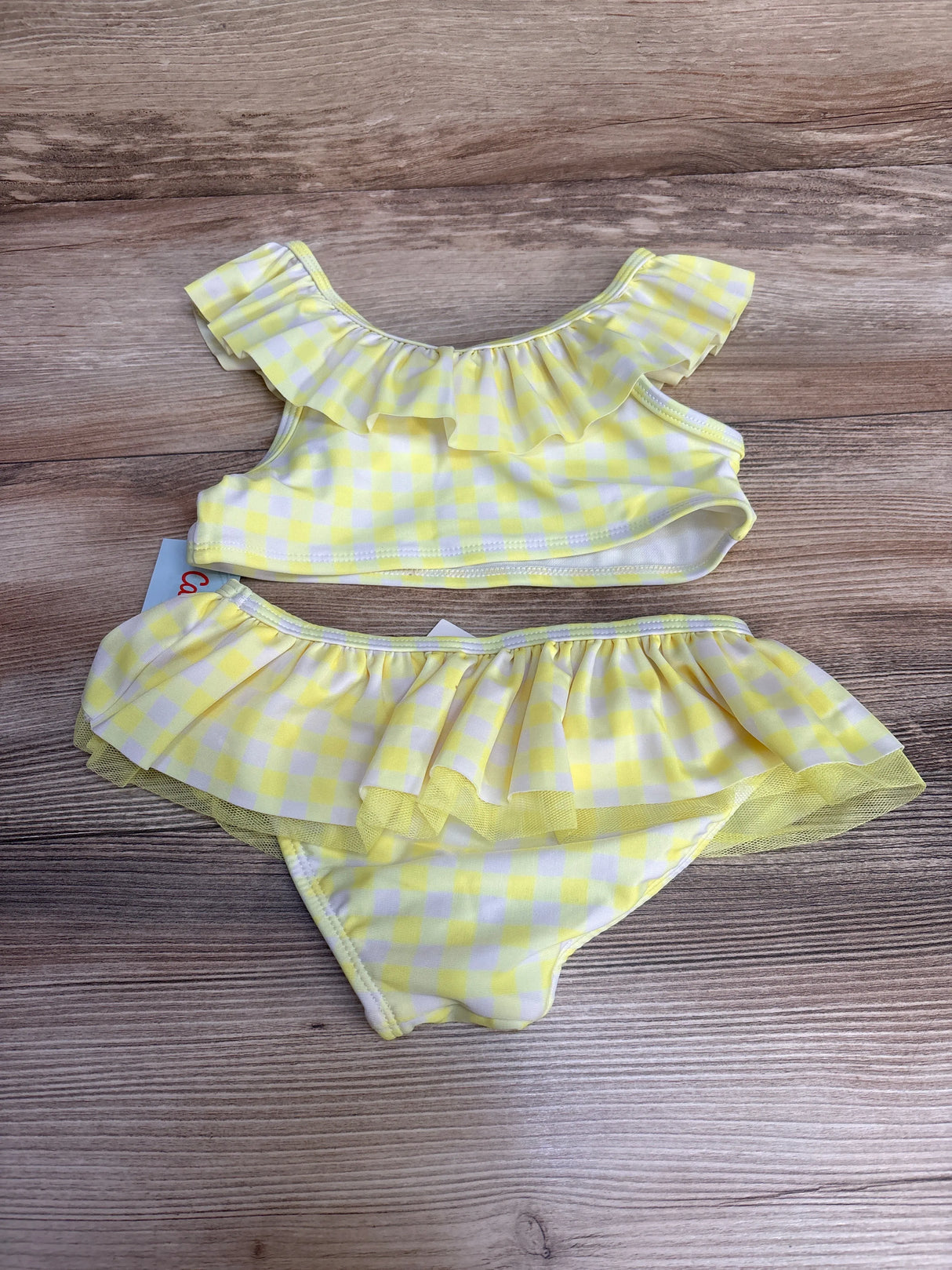 NEW Cat & Jack 2pc Gingham Swimsuit Set Yellow sz 5T
