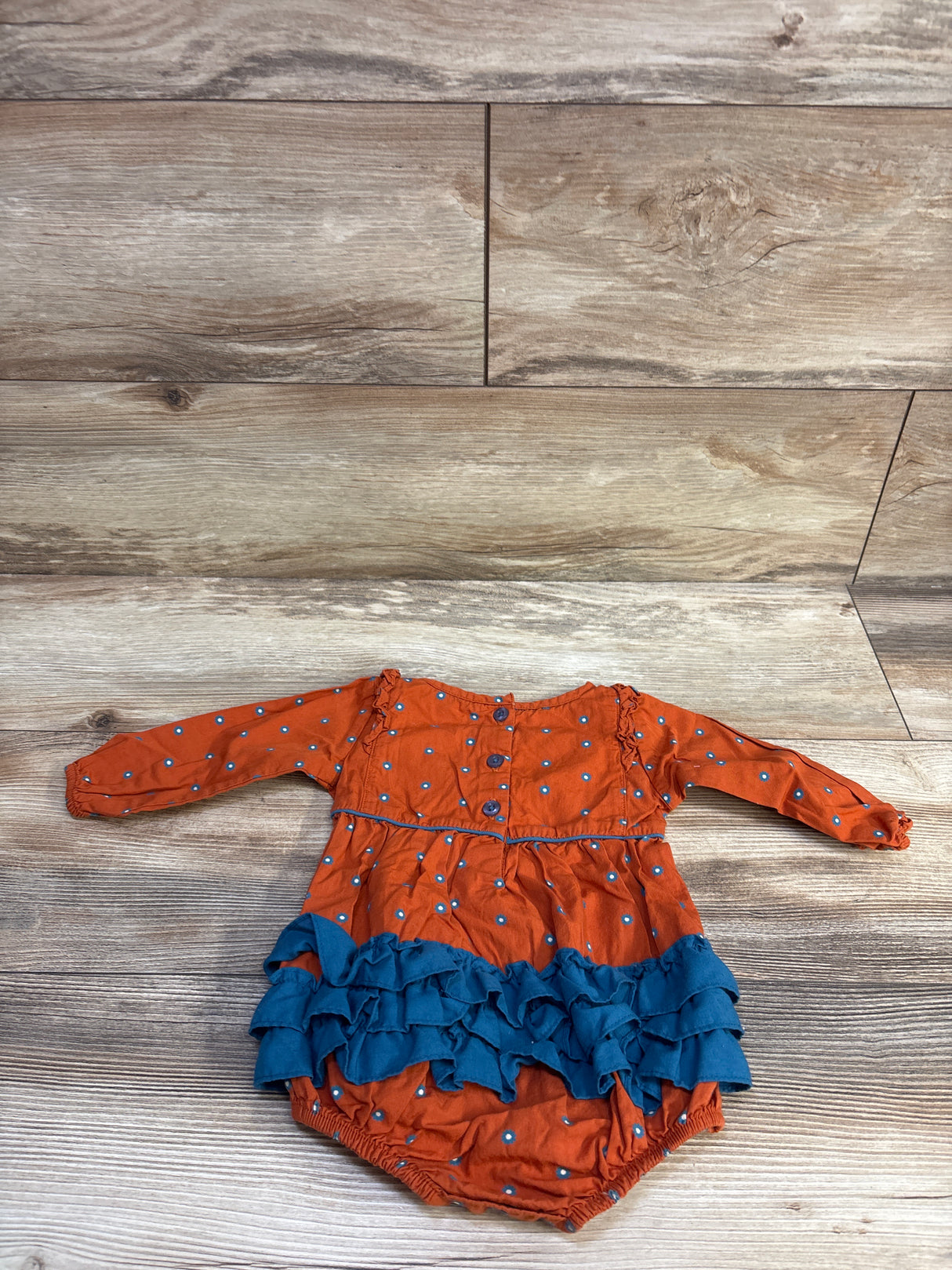 Ruffle Butts Long Sleeve Ruffle Bubble Romper Rust sz 6-12m