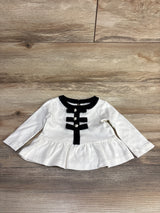 Janie & Jack Cream & Sugar Velvet Bow Peplum Top sz 6-12m