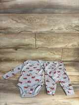 Carter's 2pc Firetruck Bodysuit & Pants Grey sz 24m