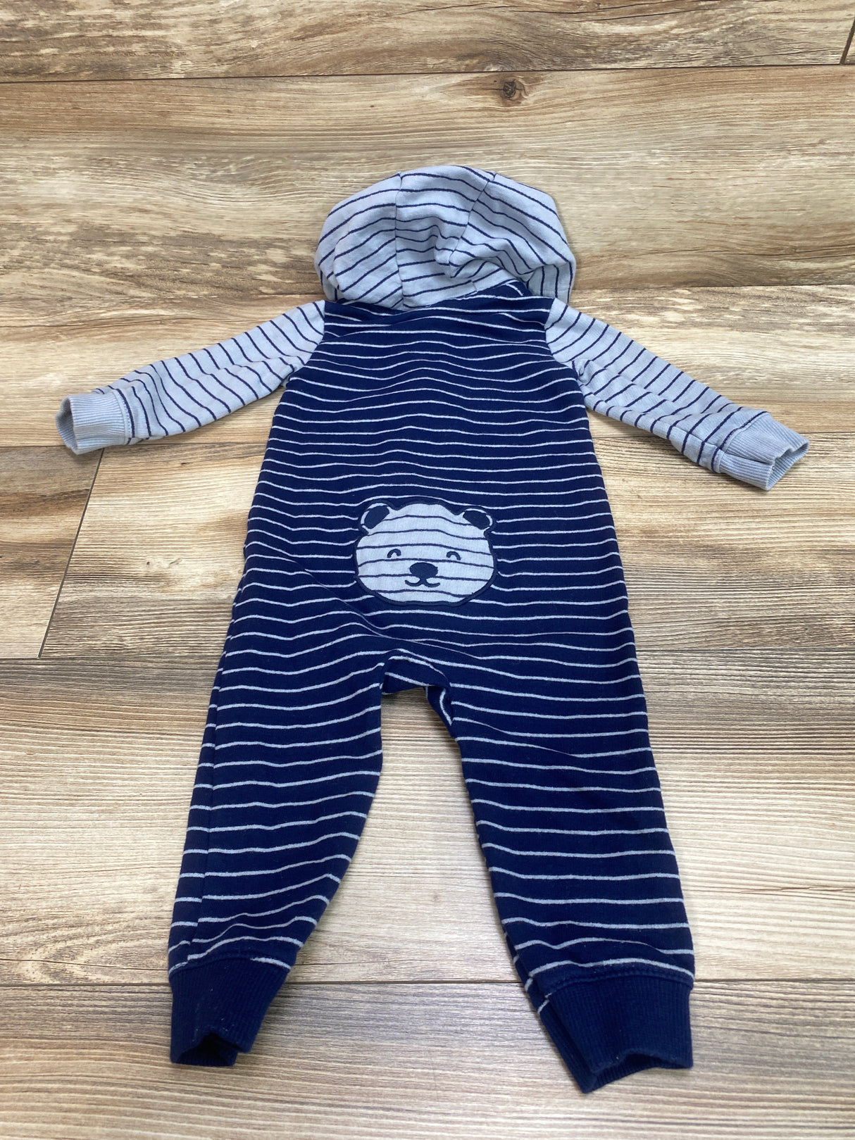 Carter's Striped Hooded Coverall Navy sz 12m