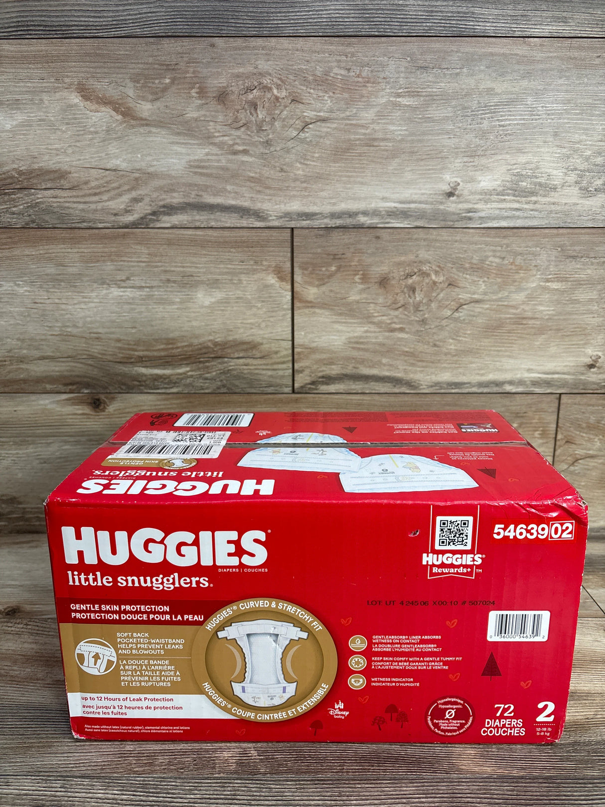 NEW Box of Huggies Little Snugglers Disposable Diapers 72ct. Size 2