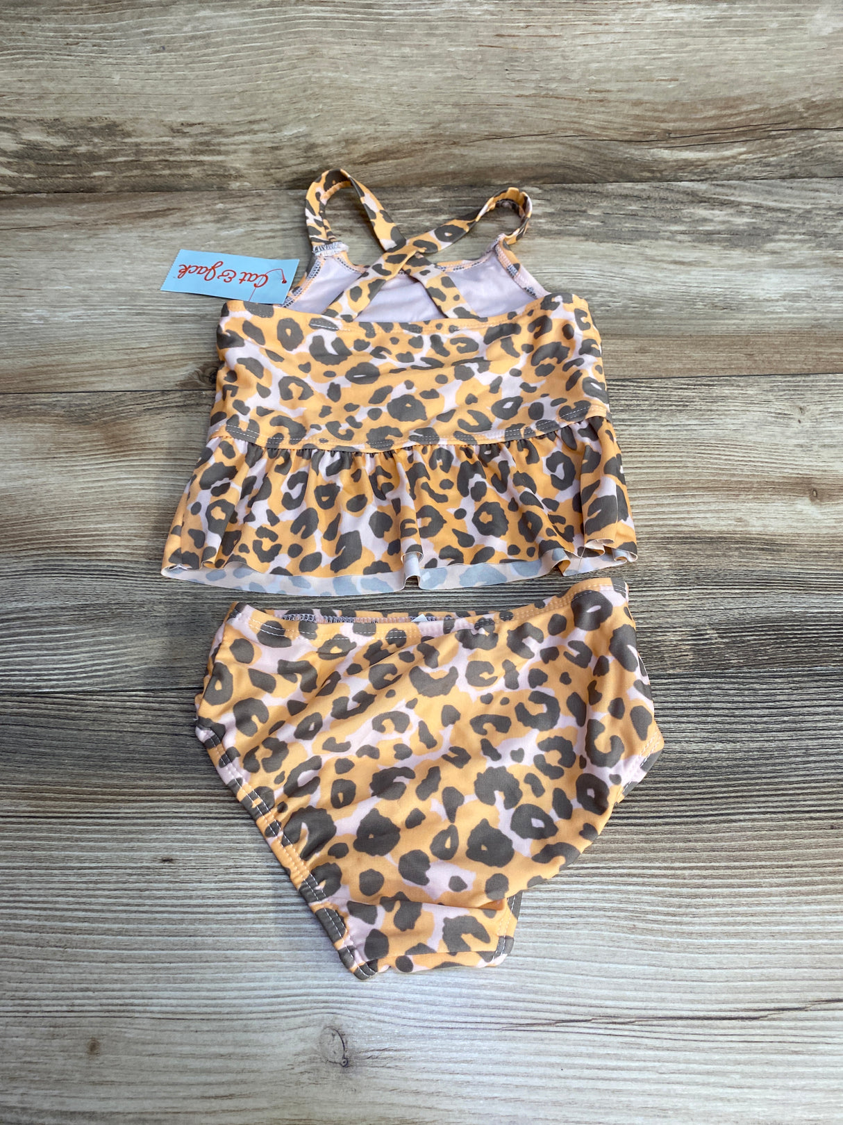 NEW Cat & Jack 2pc Leopard Print Tankini Set Orange sz 2T