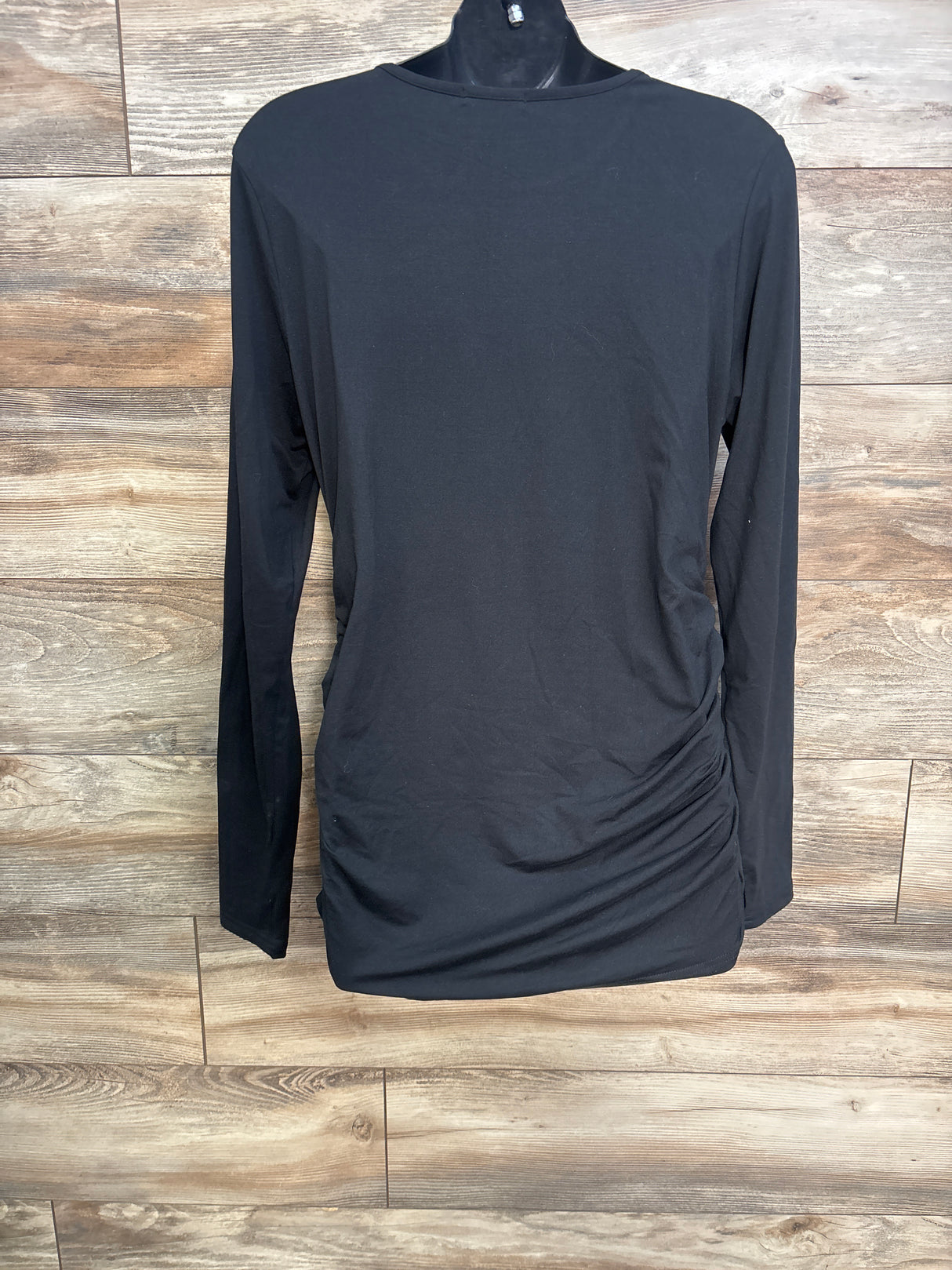 Ekouaer Ruched Long Sleeve Shirt Black sz Large