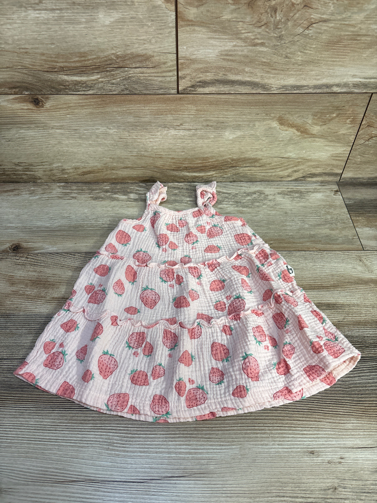Rabbit + Bear Organic Strawberry Tiered Dress Pink sz 2T