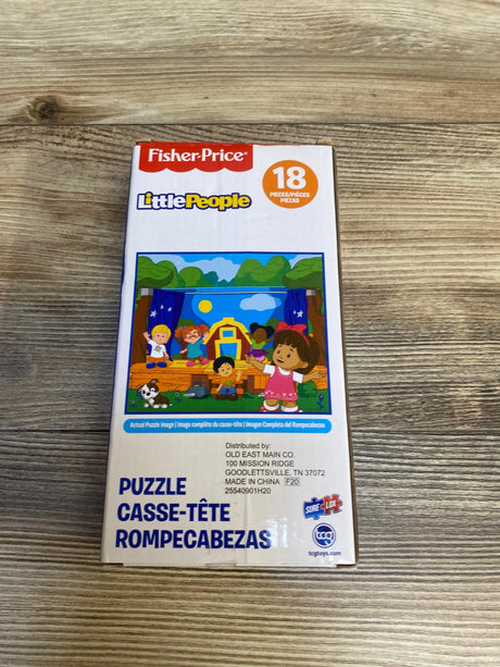 Fisher-Price Little People 18-piece puzzle box for kids on wood background