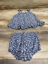 Little Navy 2pc Floral Top & Shorts Blue sz 12-18m