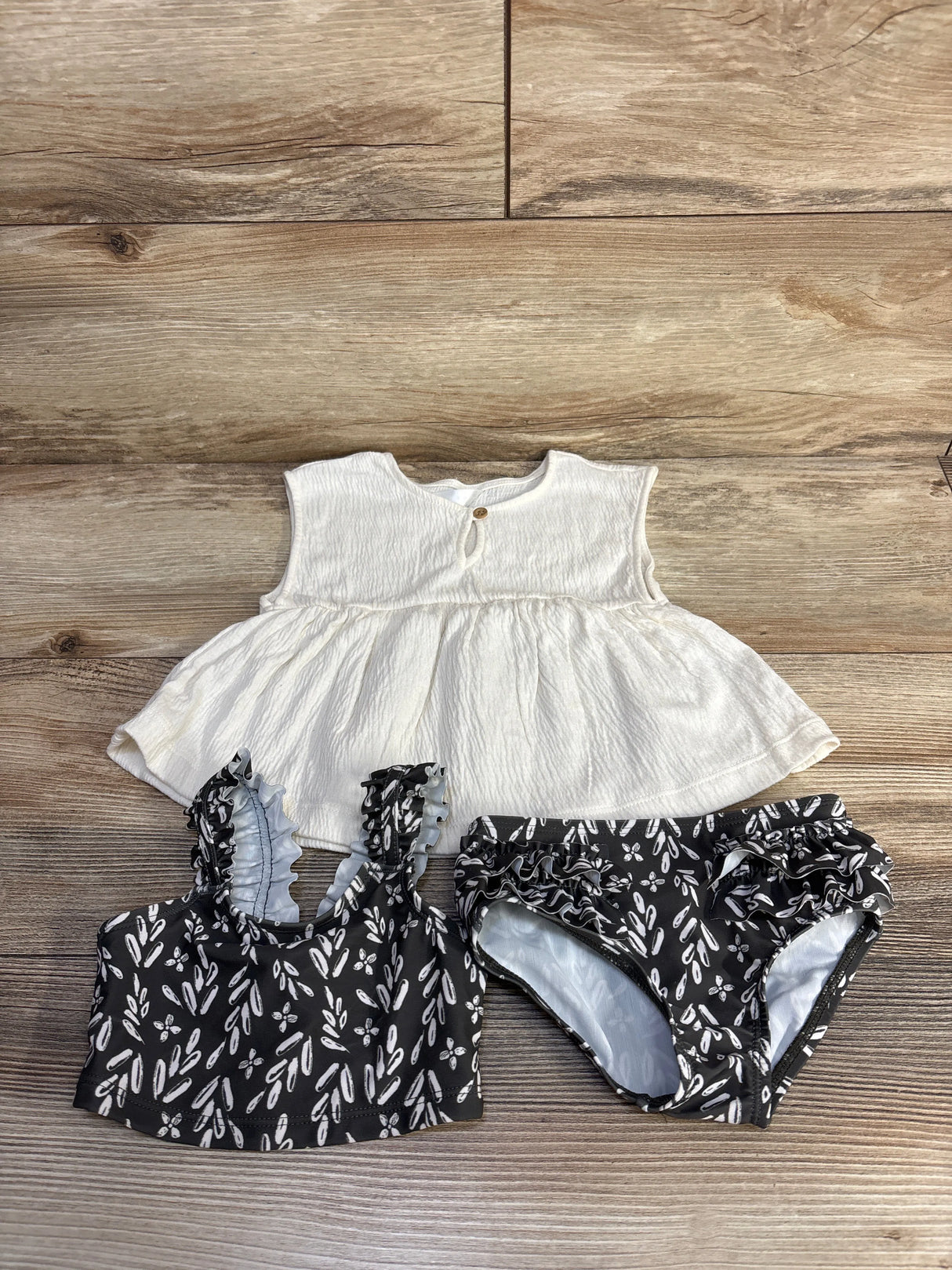 Carter's 3pc Swimsuit Set + Cover Up White sz 9m - Me n Mommy To Be