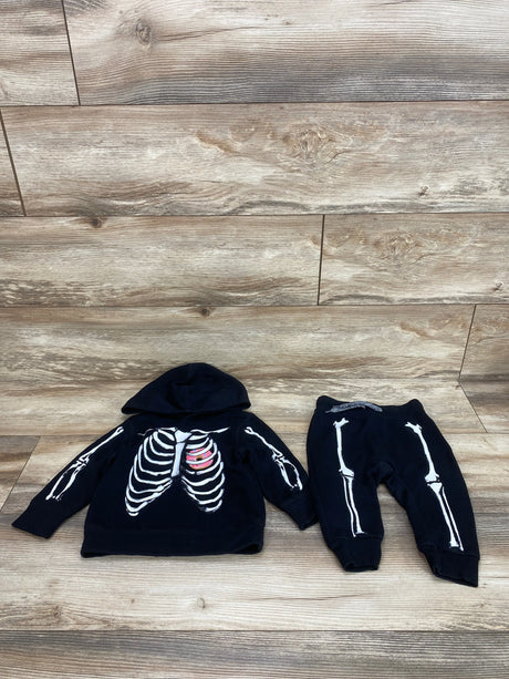 Old Navy 2pc Skeleton Hoodie & Jogger Black sz 12-18m - Me n Mommy To Be