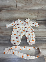 2pc Muslin Pumpkin Coverall Set Cream sz 6-12m
