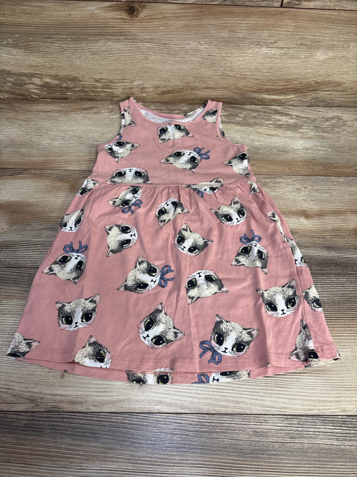 H&M Cat Print Tank Dress Pink sz 3-4T