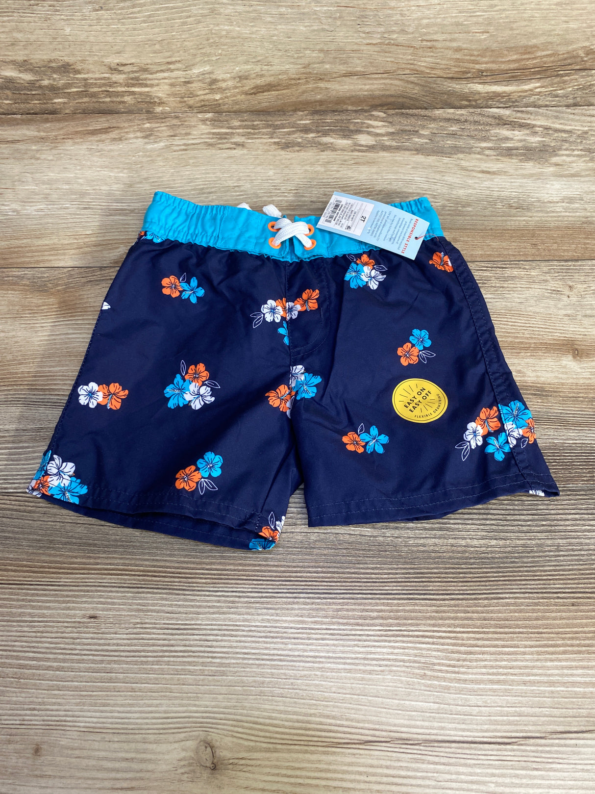 NEW Cat & Jack Floral Swim Trunks Navy sz 2T