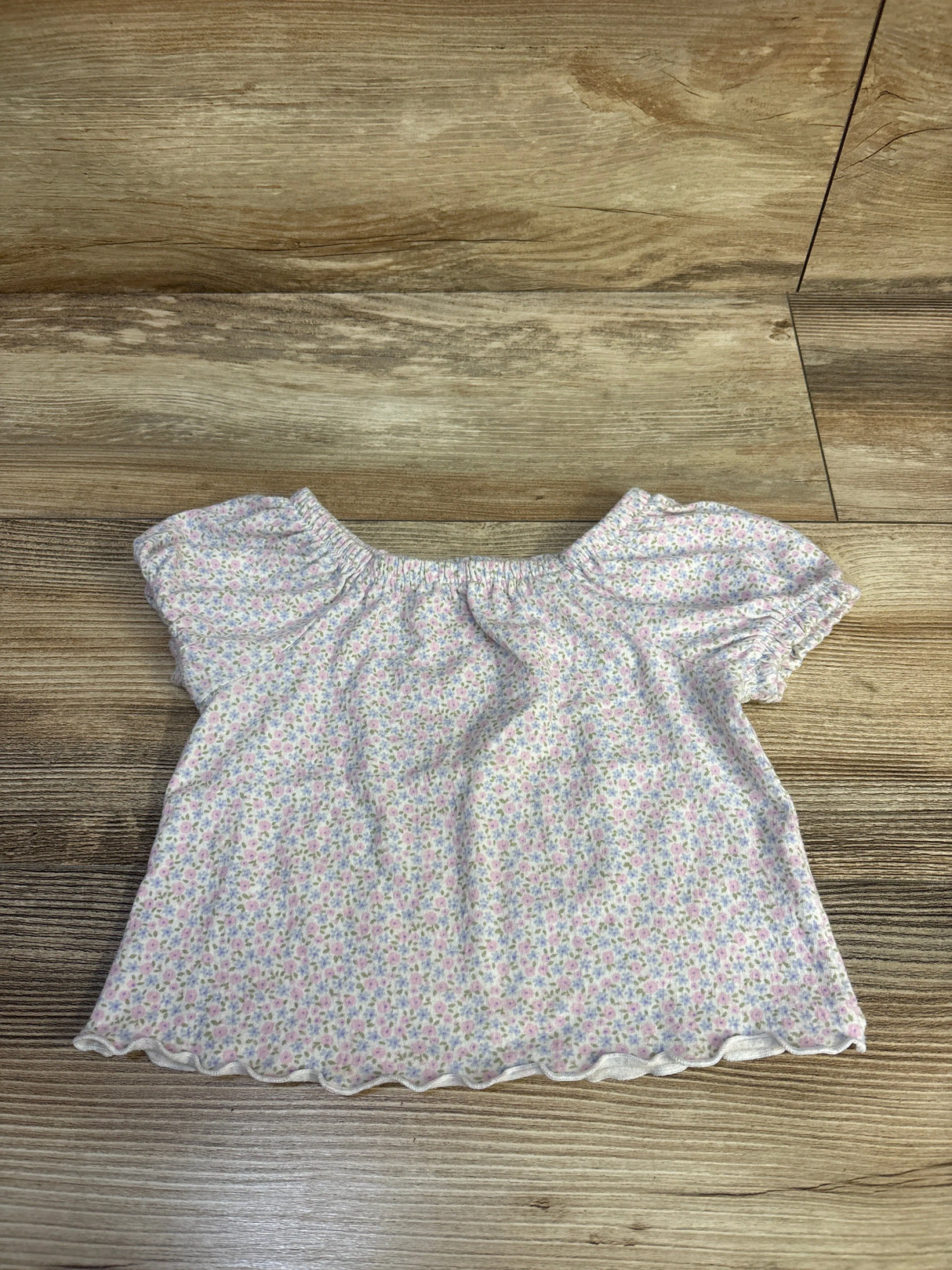 Cat & Jack Floral Puff Sleeve Shirt White sz 18m