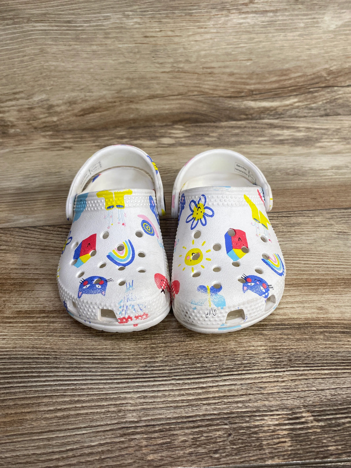 Crocs Classic Clogs Doodle Print White sz 7c