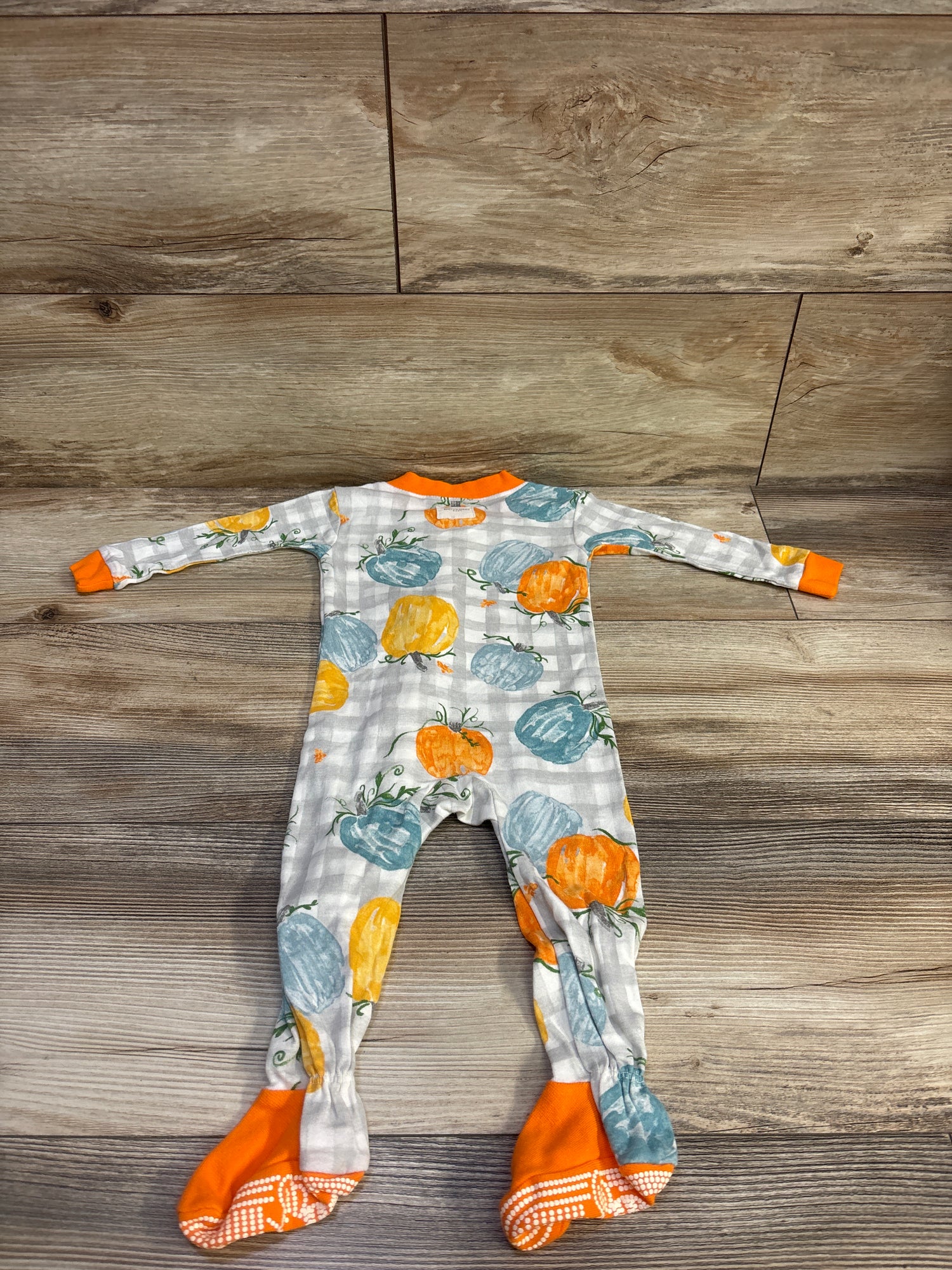 Burt's Bees Baby Organic Pumpkin Print Sleeper Grey sz 6-9m