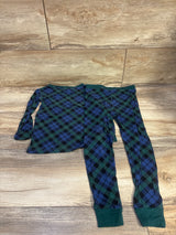 Little Sleepies 2pc Bamboo Pajama Set in Emerald Green Plaid sz 4T