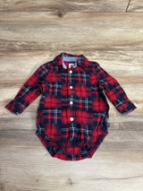 OshKosh Plaid Button Up Flannel Bubble Romper Red sz 9m
