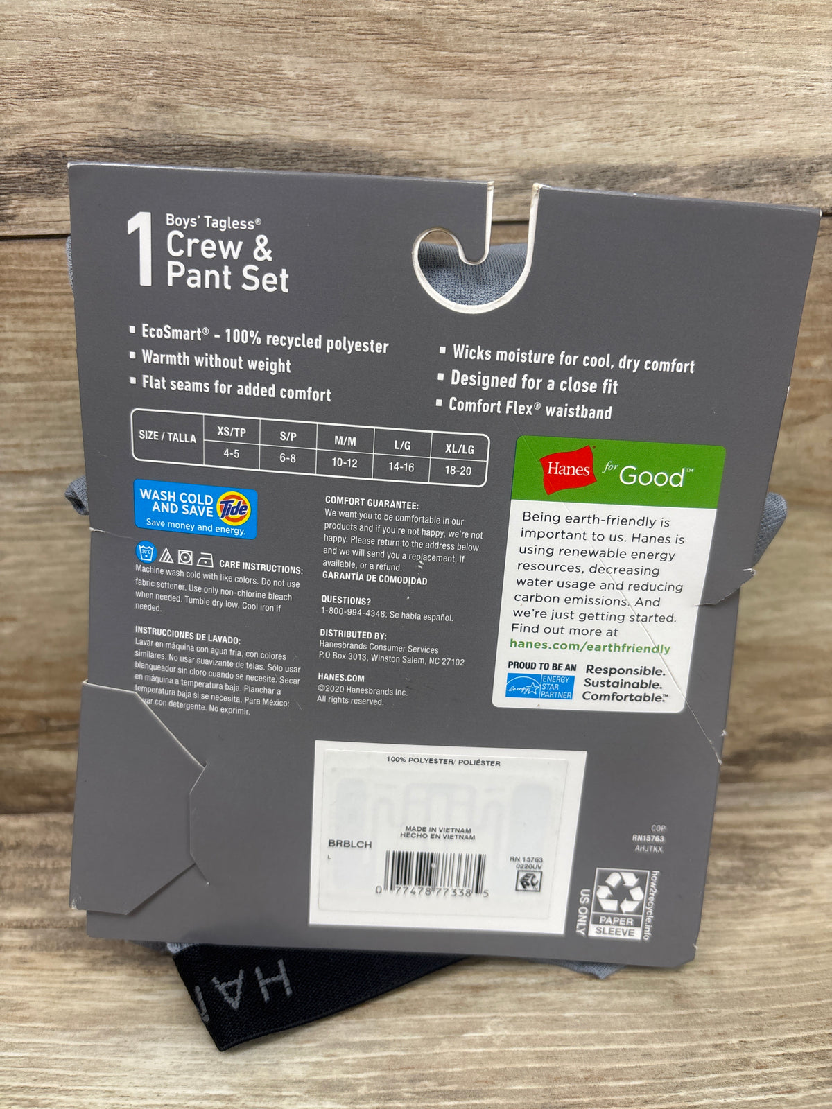 NEW Hanes 2pc Tagless Crew & Pant Set Grey sz L (14-16)