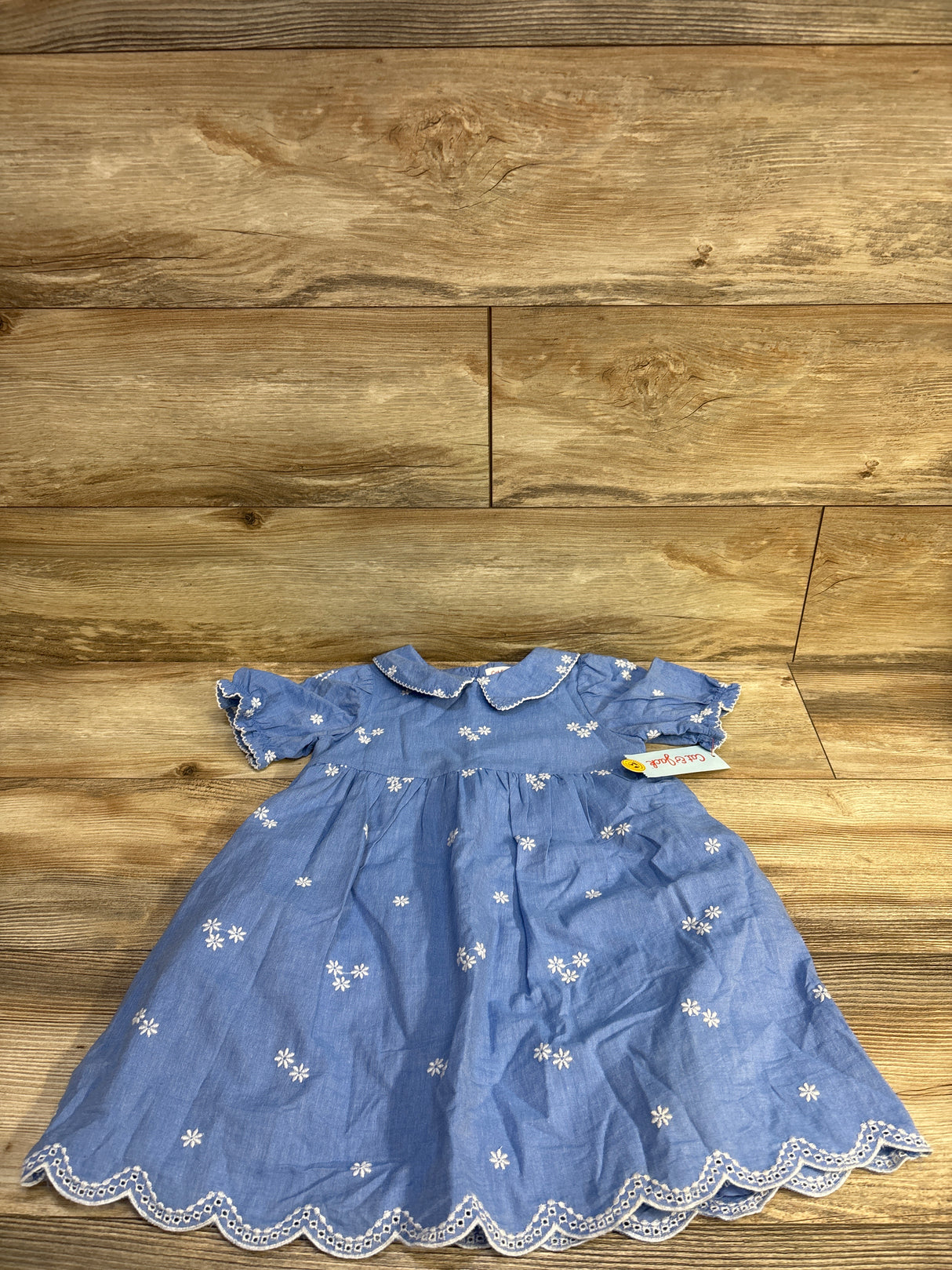 NEW Cat & Jack Floral Embroidered Woven Dress Blue sz 5T