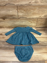 Carter's 2pc Floral Waffle Knit Dress & Bloomers Set Teal sz 9m