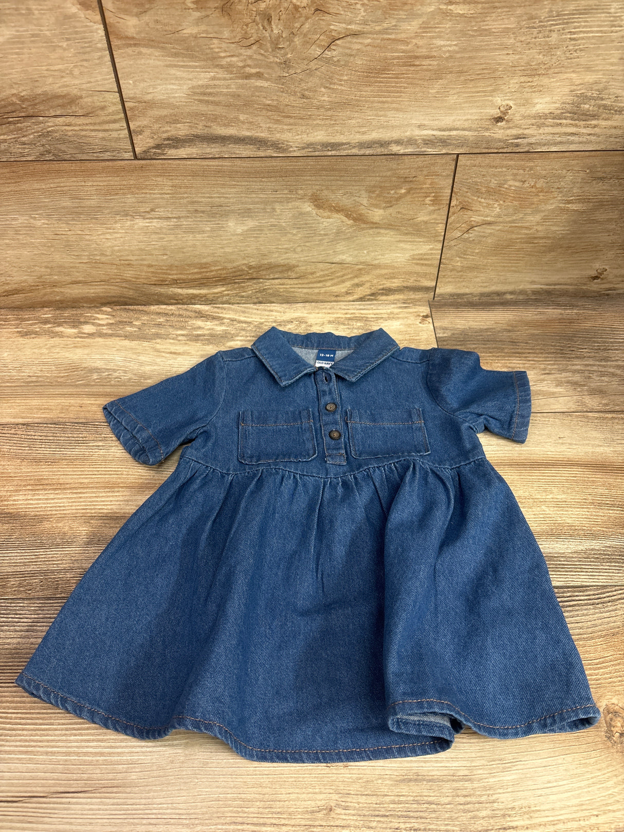 NEW Old Navy Short Sleeve Denim Shirt Dress Blue sz 12-18m