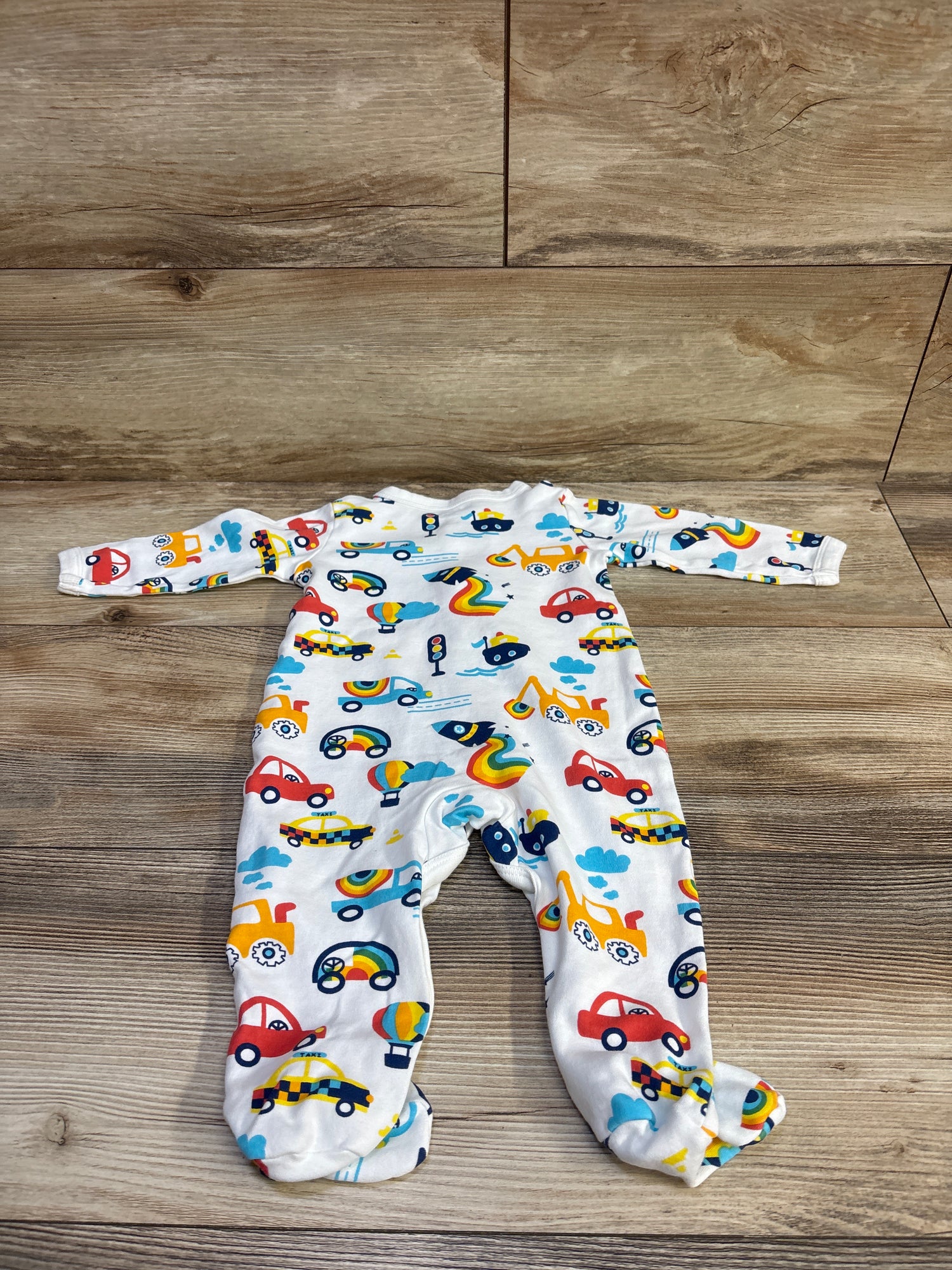 Minicoco Car Print Snap Sleeper White sz 6-9m