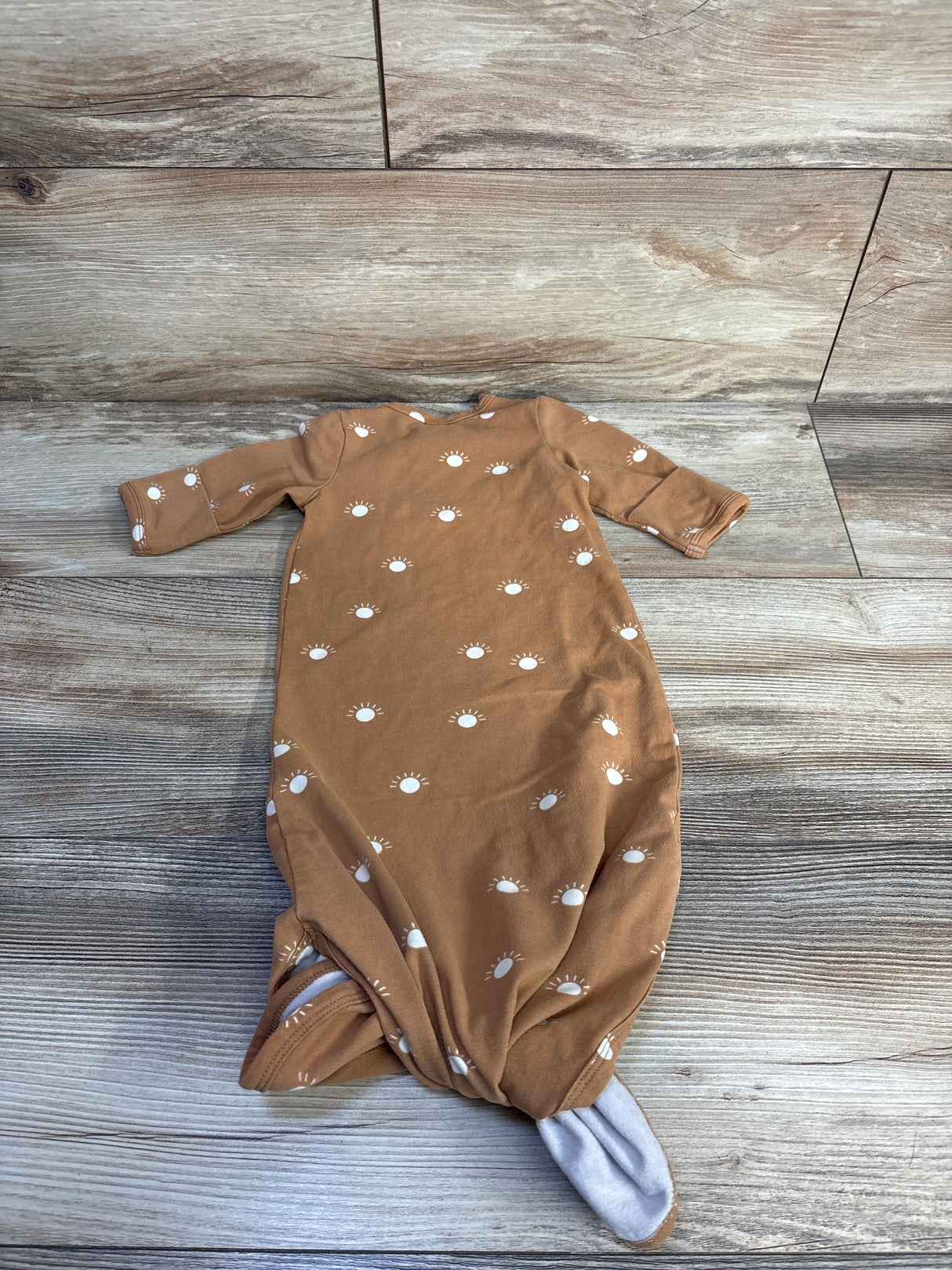 Mebie Baby Organic Cotton Knot Gown Brown sz 0-3m
