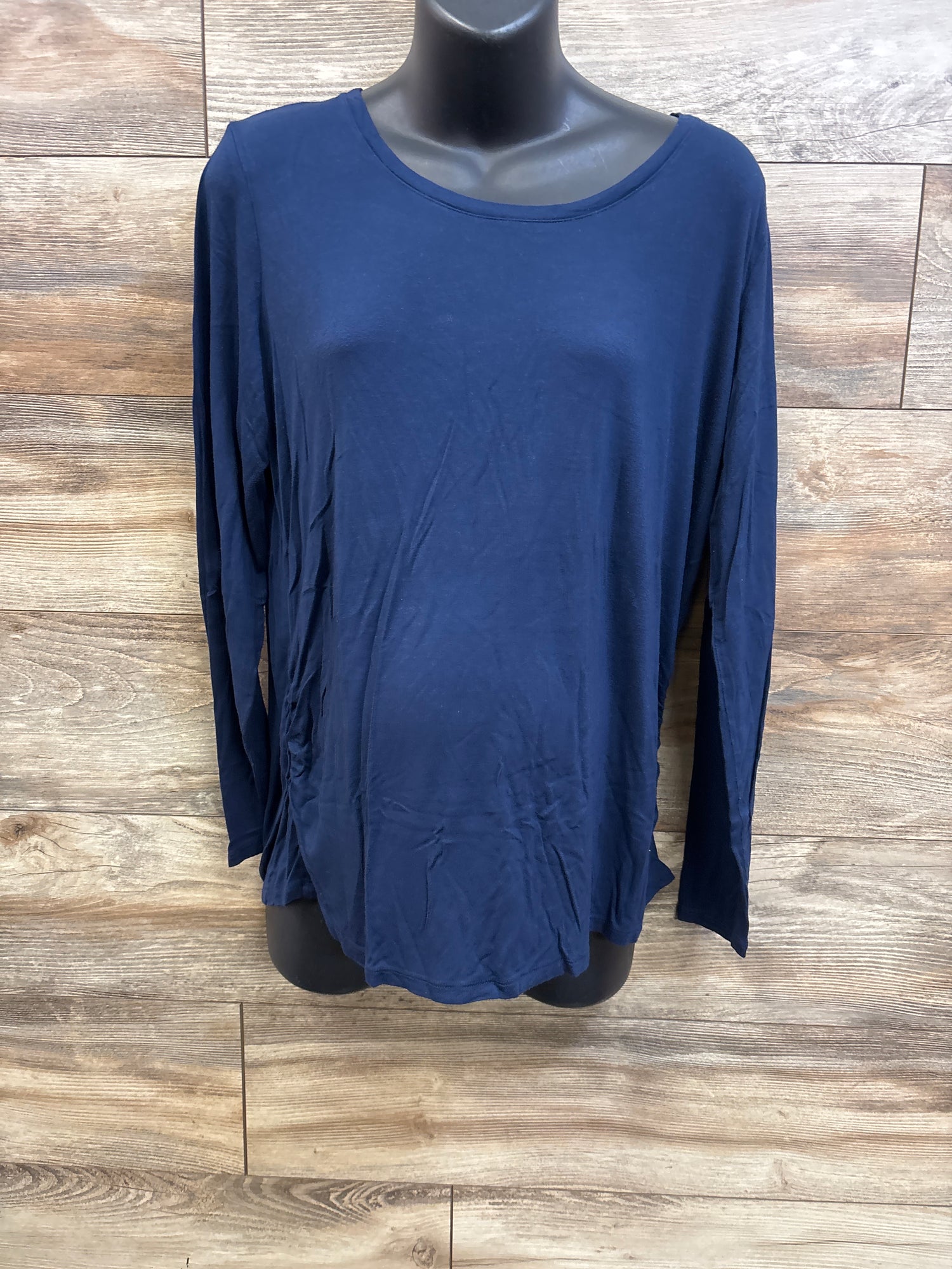 Sonoma Maternity Long Sleeve Ruched Shirt Navy sz XL