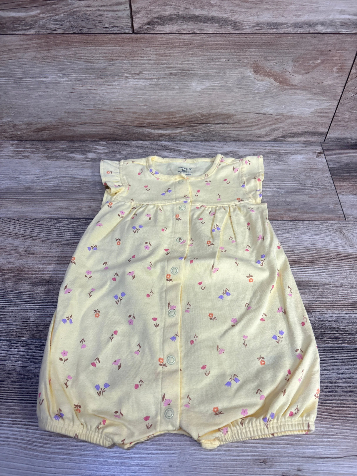 Carter's Button-Front Shortie Romper Yellow sz 18m