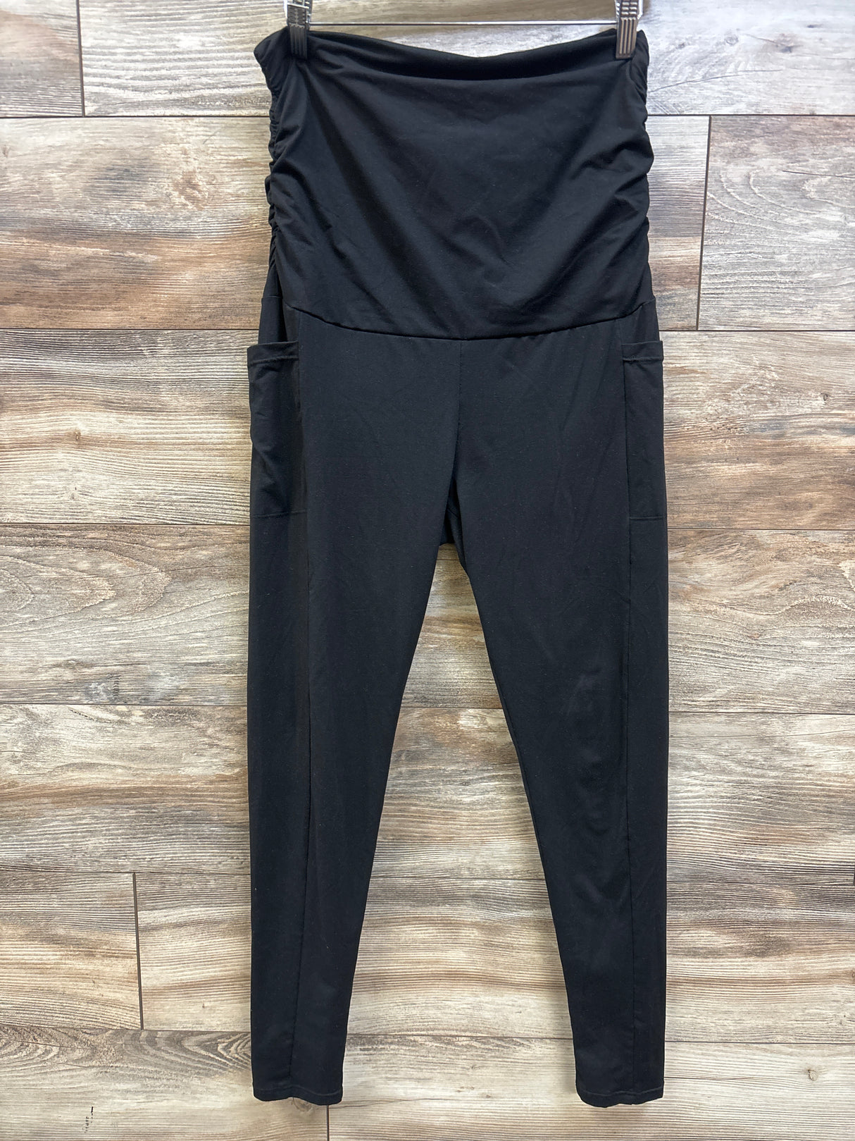 Maternity Ruched Over-Belly Leggings Black sz Large