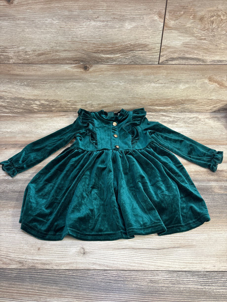 Shein Velvet Ruffle Dress Green sz 18-24m - Me n Mommy To Be