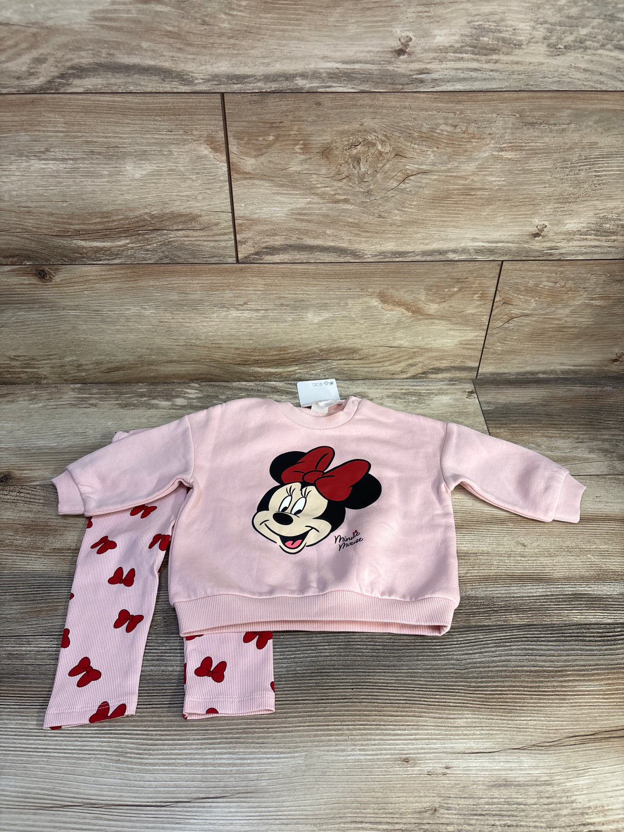 NEW H&M x Disney Minnie Mouse Sweatshirt & Leggings Set Pink sz 6m