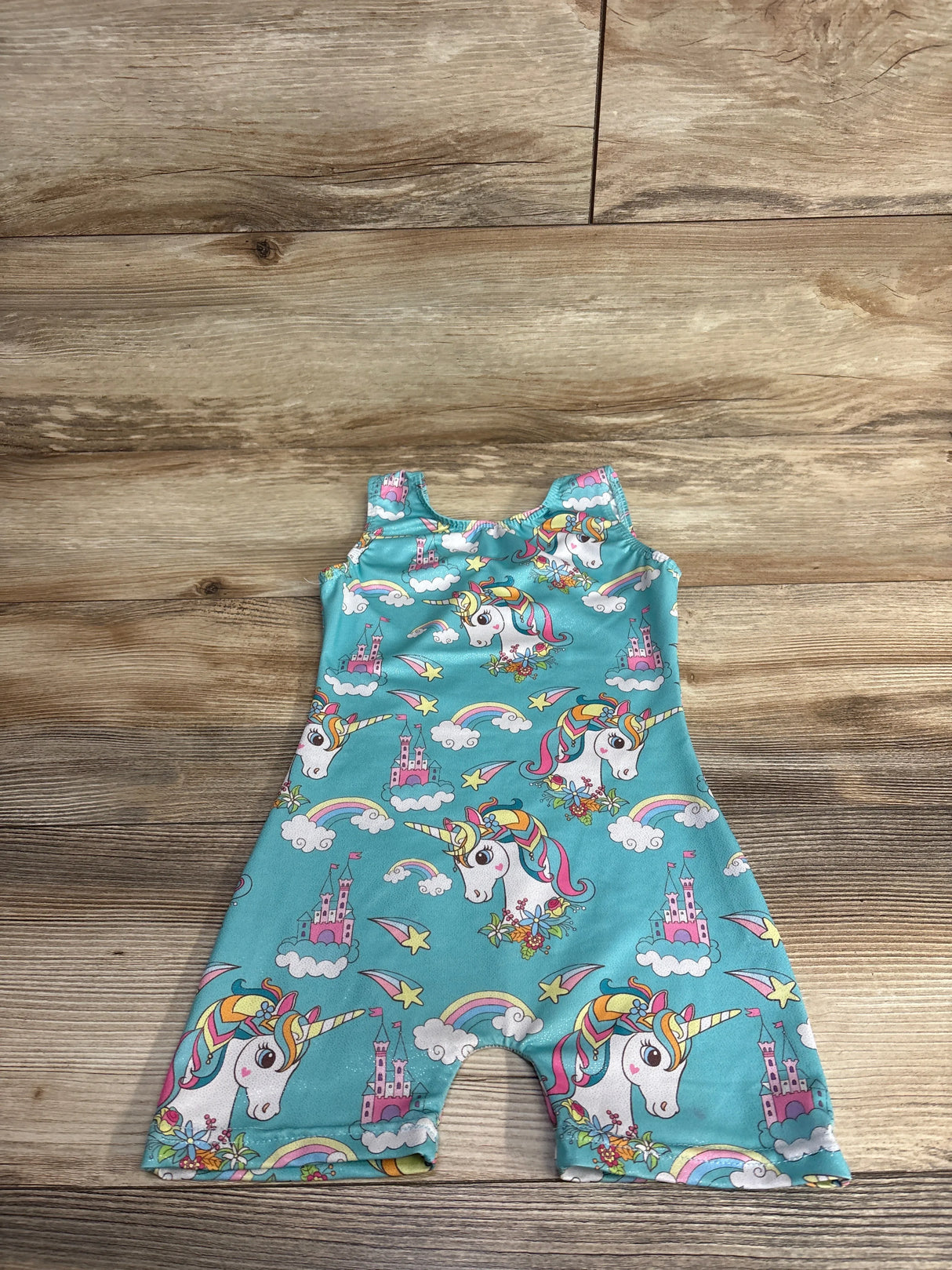Unicorn Print Biketard Turquoise sz 5T