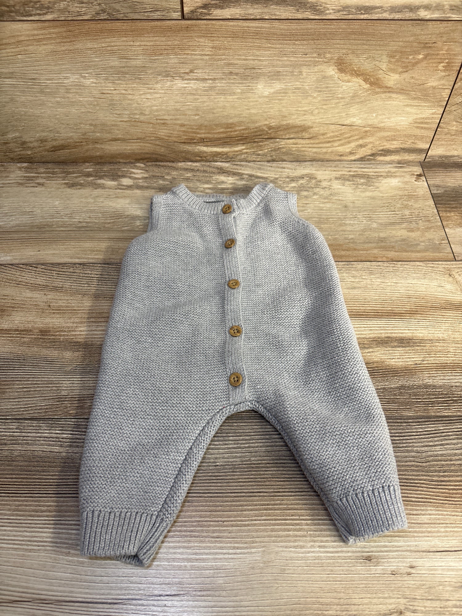 Little Planet Organic Knit Button-Front Jumpsuit Grey sz 3m