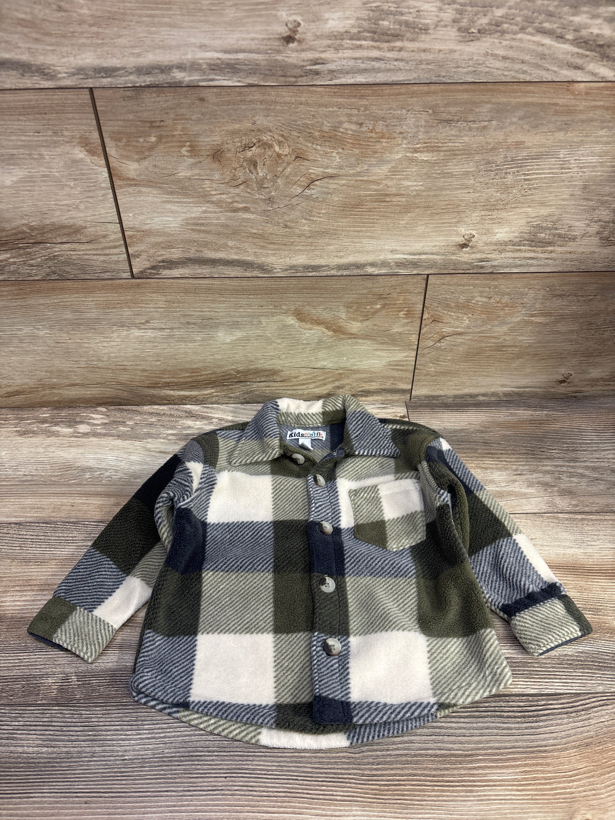 Kids Headquarters Plaid Fleece Shacket Green sz 18m
