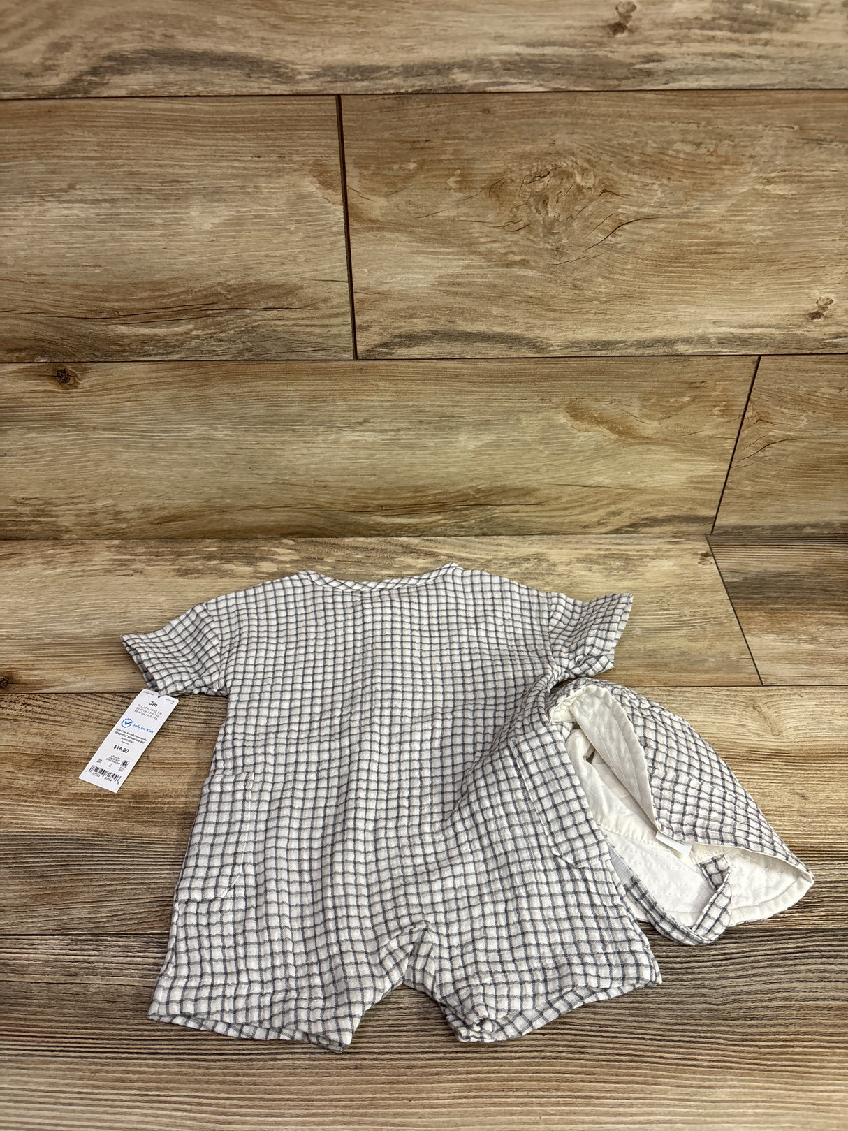 NEW Just One You 2pc Henley Romper & Hat Set White sz 3m