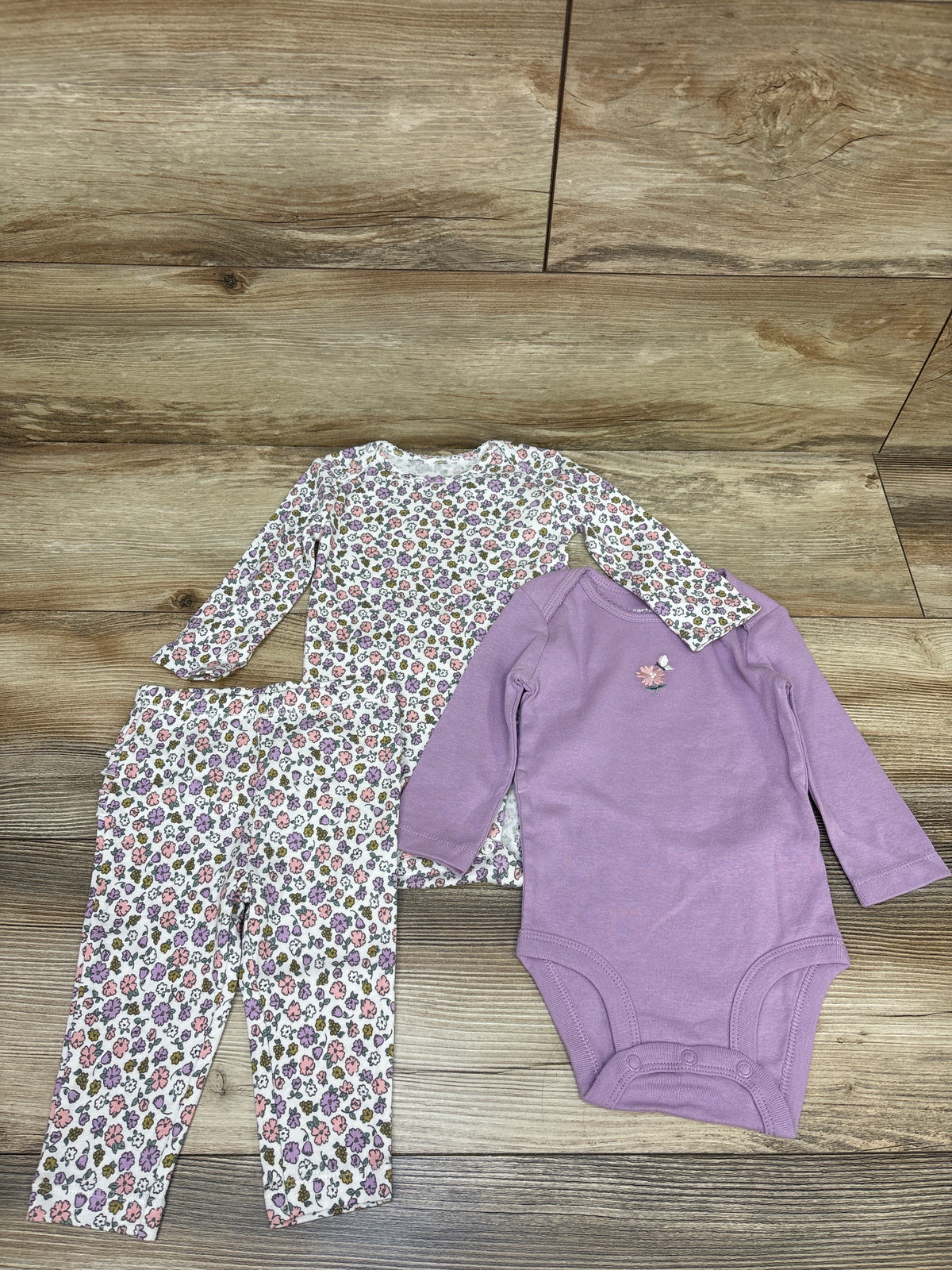 Carter's 3pc Bodysuits & Pant Set Purple sz 6m