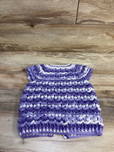 Hand Crocheted Striped Button-Up Cardigan Purple sz 4/5T