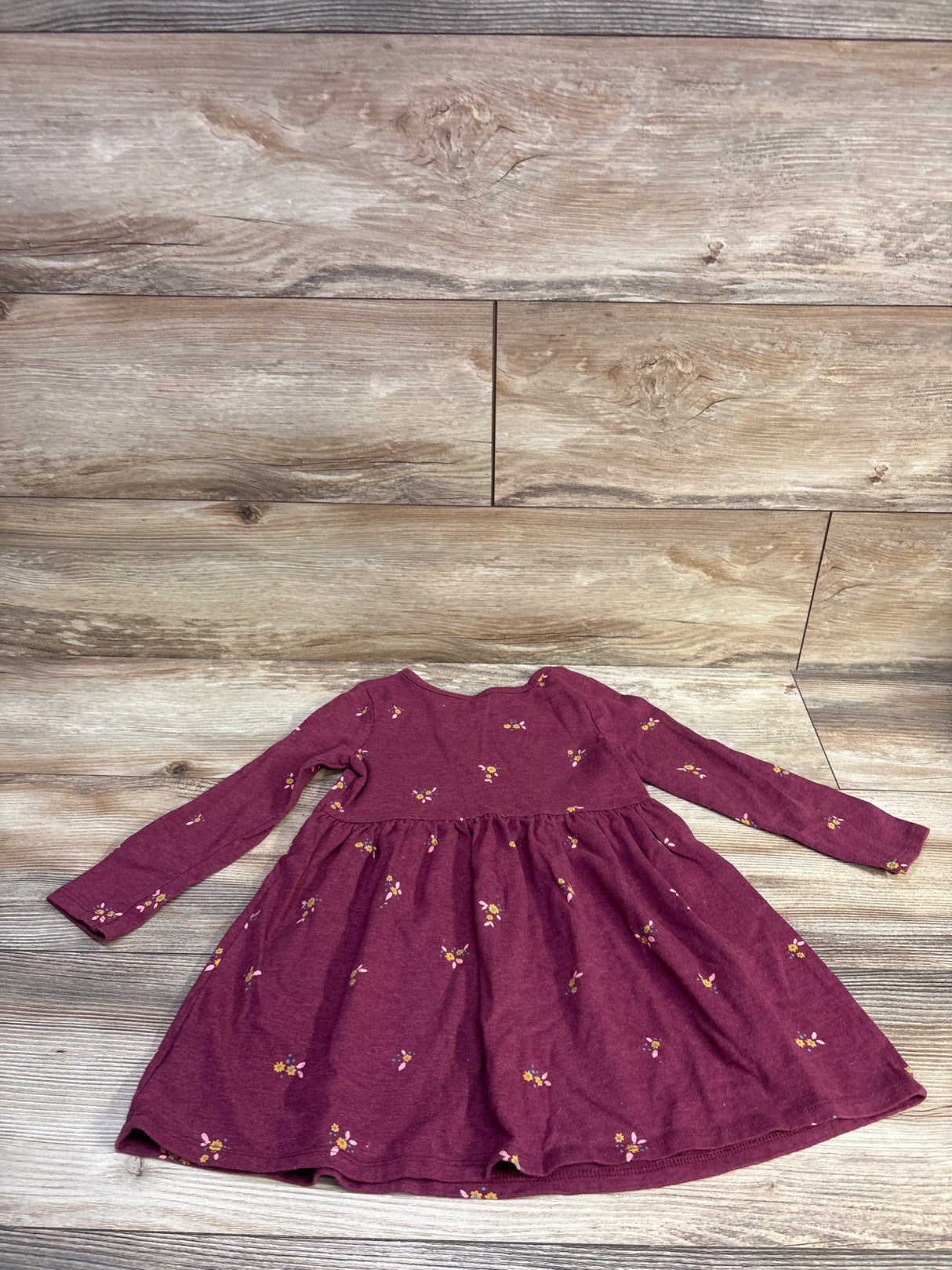 Cat & Jack Floral Long Sleeve Dress Maroon sz 4T