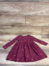 Cat & Jack Floral Long Sleeve Dress Maroon sz 4T