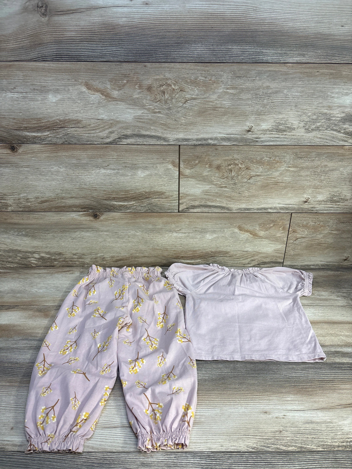 Musli 2pc Ruffled Top & Floral Bottom Set Rose Gold sz 2T