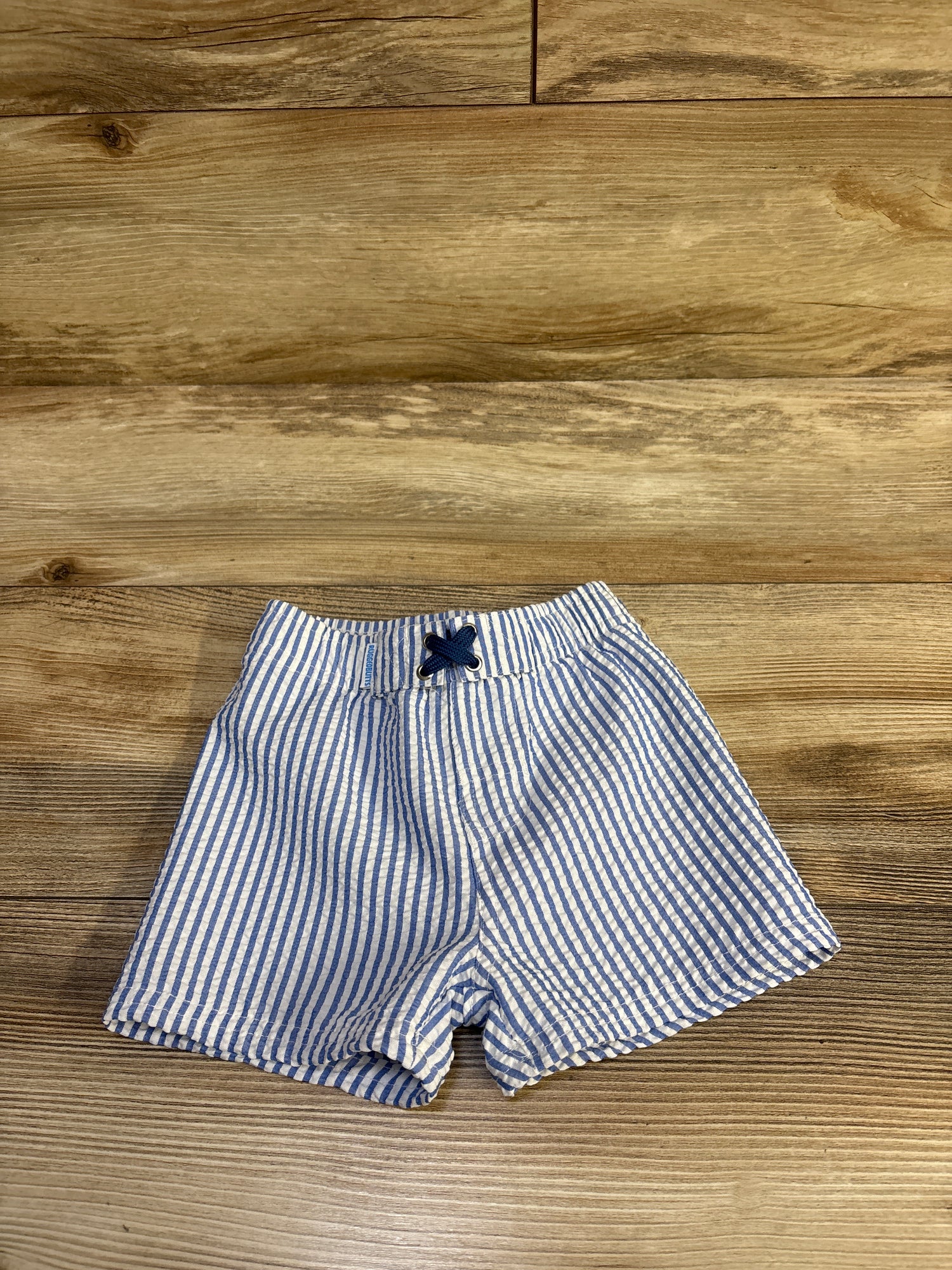 Rugged Butts Seersucker Striped Swim Shorts Blue sz 12-18m