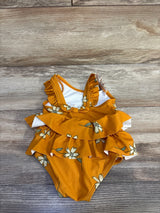 Carter's 1pc Floral Ruffle Swim Suit Orange sz 6m