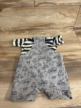 Picapino 2pc Striped Shirt & Construction Shortalls Navy sz 6/9m