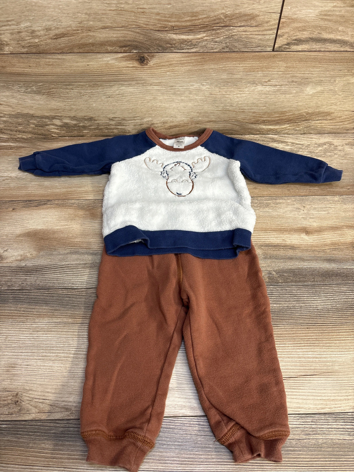 Carter's 2pc Moose Sweatshirt Set Navy sz 18m - Me n Mommy To Be