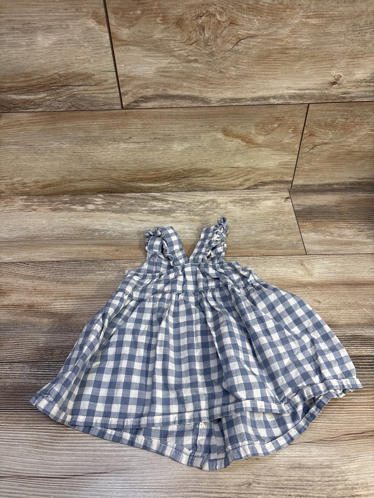 H&M Checkered Ruffle-Trimmed Dress Blue sz 9m