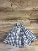 H&M Checkered Ruffle-Trimmed Dress Blue sz 9m